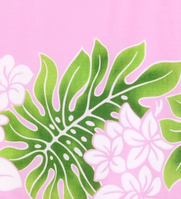 Hula Pa'u Skirt with Plumeria & Monstera Print / Pink / J1685