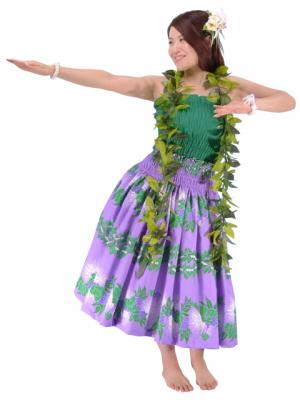 Hula Pa'u Skirt with Lehua Print / Lavender / J1733