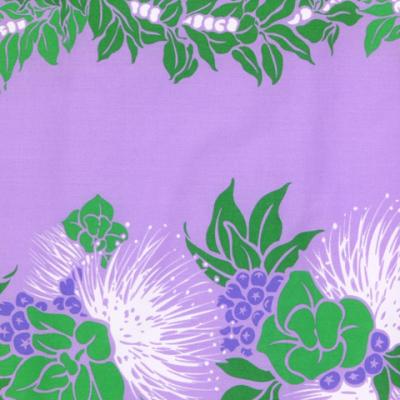 Hula Double & Reversible Pau Skirt with Lehua Print / Egg Plant / G1756