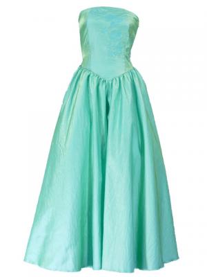 Strapless Shantung Dress with Lehua Embroidery / Green / G1774g