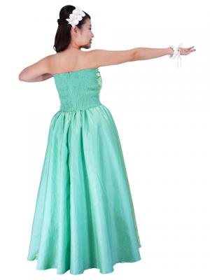 Strapless Shantung Dress with Lehua Embroidery / Green / G1774g