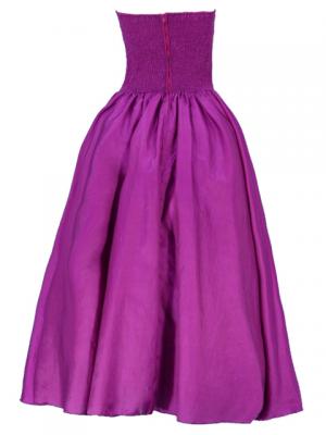 Strapless Shantung Dress with Lehua Embroidery / Purple / G1774p