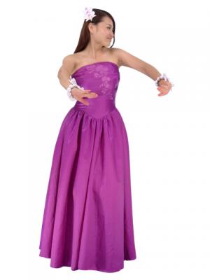 Strapless Shantung Dress with Lehua Embroidery / Purple / G1774p
