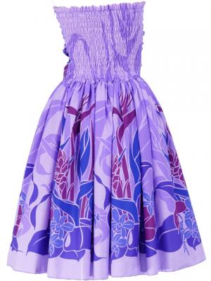 Hula Drape Midi Dress with Bird of Paradise / Purple  / J1777p