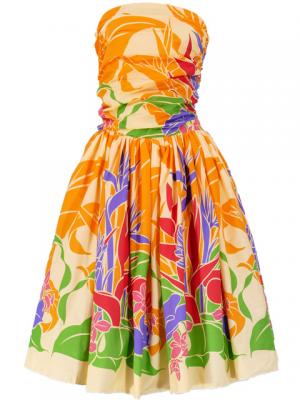 Hula Drape Midi Dress with Bird of Paradise / Yellow  / J1777y