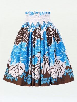 Hula Pa'u Skirt with Hibiscus Print / Blue / G1790