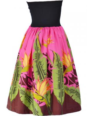 Hula Tube Top Dress with Bird of Paradise print / Pink  / G1817pi