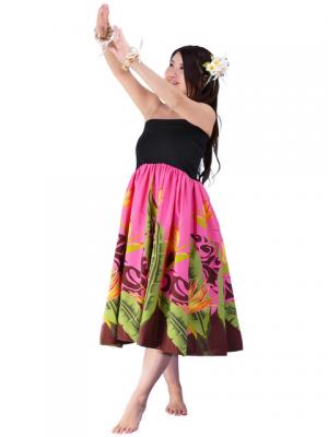 Hula Tube Top Dress with Bird of Paradise print / Pink  / G1817pi