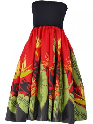 Hula Tube Top Dress with Bird of Paradise print / Red  / G1817r