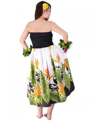 Hula Tube Top Dress with Bird of Paradise print / White  / G1817w