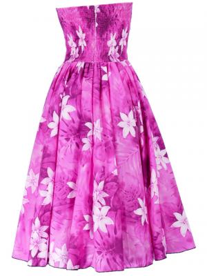 Hula Strapless Dress with Gradation Plumeria Print / Pink / J1832pi