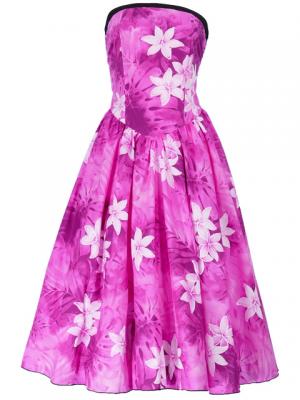 Hula Strapless Dress with Gradation Plumeria Print / Pink / J1832pi
