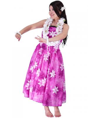 Hula Strapless Dress with Gradation Plumeria Print / Pink / J1832pi