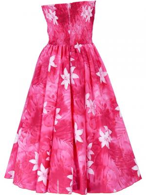 Hula Strapless Dress with Gradation Plumeria Print / Red / G1832r