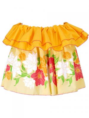 Tahitian Skirt with Flower Print / Yellow / J1838