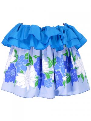 Tahitian Skirt with Flower Print / Blue / G1839