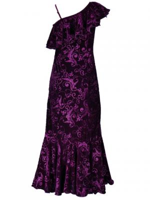 Hula One Shoulder Embossed Velvet Dress / Purple / G1841p