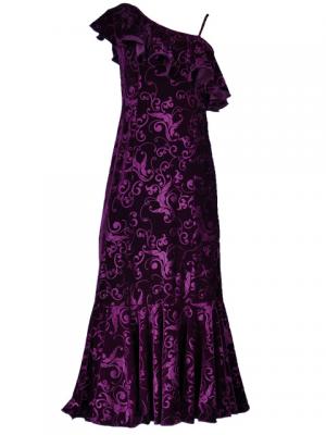 Hula One Shoulder Embossed Velvet Dress / Purple / G1841p