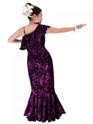 Hula One Shoulder Embossed Velvet Dress / Purple / G1841p