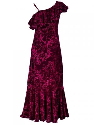 Hula One Shoulder Embossed Velvet Dress / RubyWine / G1841rwi