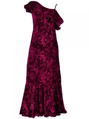 Hula One Shoulder Embossed Velvet Dress / RubyWine / G1841rwi