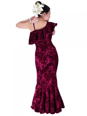 Hula One Shoulder Embossed Velvet Dress / RubyWine / G1841rwi