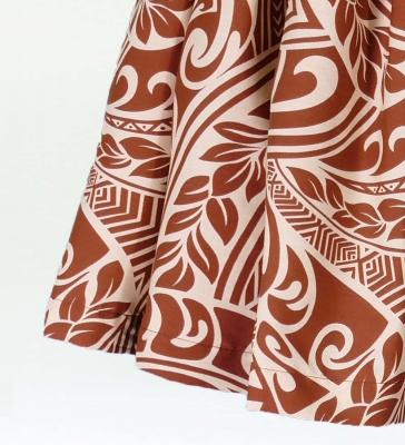 Hula Pa'u Skirt with Kahiko Print / Brown / J1846