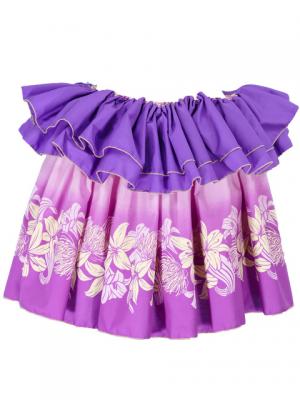 Tahitian Skirt with Lily & Lehua Print / Purple / G1857
