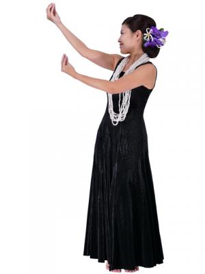 Hula Long Dress with Velvet / Black / G1893a