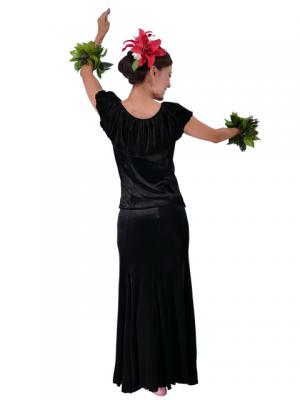 Hula Frilled Collar Blouse with Velvet / Black / G1904ba