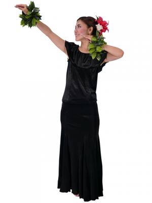 Hula Frilled Collar Blouse with Velvet / Black / G1904ba