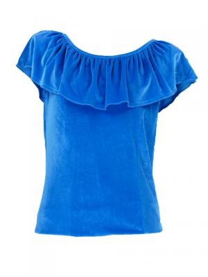 Hula Blouse & Skirt Set-Up with Velvet / Blue / G1906bla