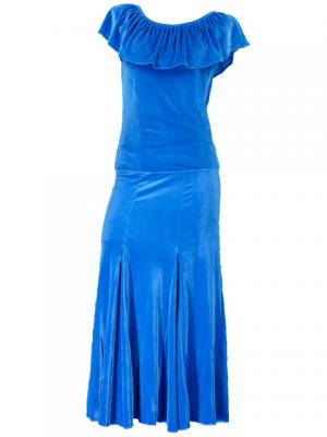 Hula Blouse & Skirt Set-Up with Velvet / Blue / G1906bla