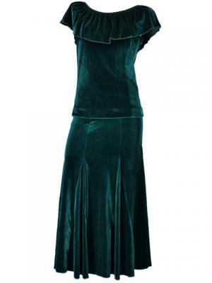 Hula Blouse & Skirt Set-Up with Velvet / Green / G1906ga