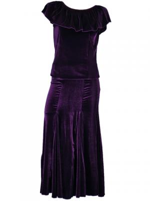 Hula Blouse & Skirt Set-Up with Velvet / Purple / G1906pa