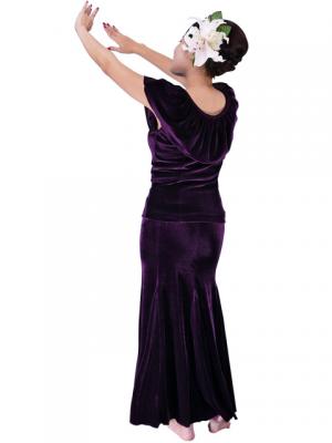 Hula Blouse & Skirt Set-Up with Velvet / Purple / G1906pa