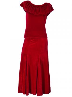 Hula Blouse & Skirt Set-Up with Velvet / Red / G1906ra
