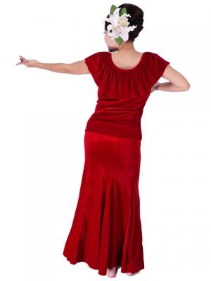 Hula Blouse & Skirt Set-Up with Velvet / Red / G1906ra