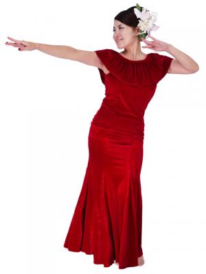 Hula Blouse & Skirt Set-Up with Velvet / Red / G1906ra