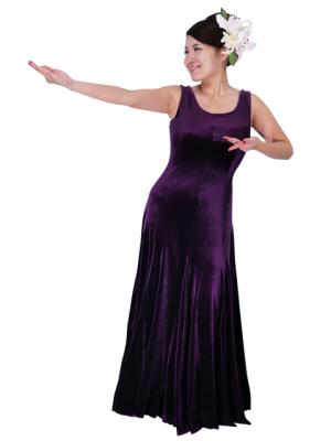 Hula Long Dress with Velvet / Purple / G1907a