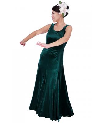 Hula Long Dress with Velvet / Green / G1912a