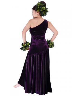 Hula One Shoulder Dress with Velvet / Purple / G1913p