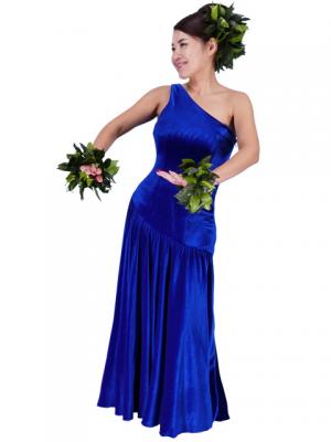 Hula One Shoulder Dress with Velvet / Royal Blue / G1913rb
