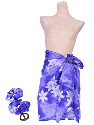 Pareo-like-Skirt with Gradation Plumeria Print / Purple / G1914p