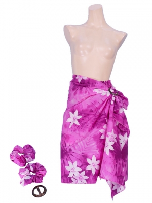 Pareo-like-Skirt with Gradation Plumeria Print / Pink / G1914pi
