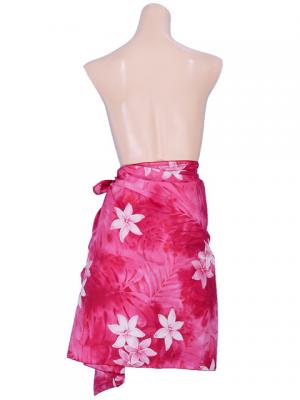 Pareo-like-Skirt with Gradation Plumeria Print / Red / G1914r