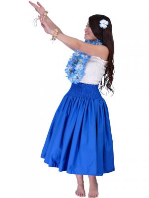 Hula Double & Reversible Pau Skirt with Heliconia Print / Royal Blue / J1919