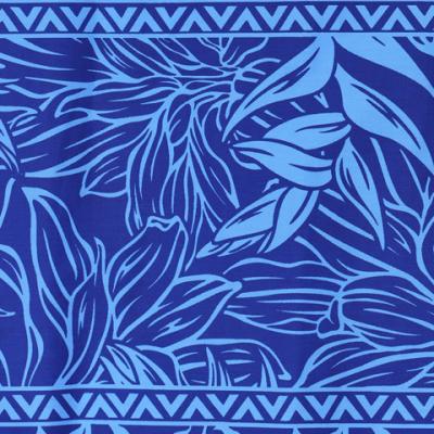 Hula Double & Reversible Pau Skirt with Heliconia Print / Royal Blue / J1919