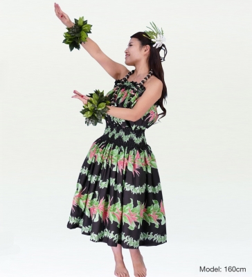 Hula Tube Top & Pa'u Set-Up / Heliconia / Black / J1959b