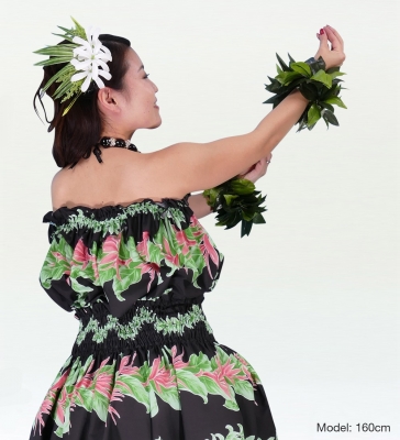 Hula Tube Top & Pa'u Set-Up / Heliconia / Black / J1959b